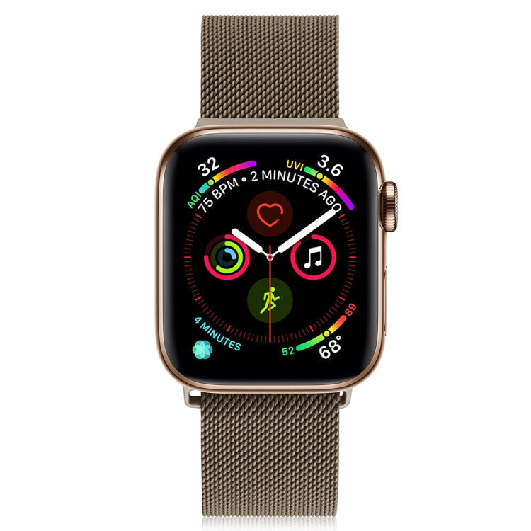 Hjemix | Frerndorf | Milanese rustfritt stål klokkerem for Apple Watch Series 9&8&7 41mm / SE 3&SE 2&6&SE&5&4 40mm / 3&2&1 38mm (Brun)