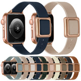 Hjemix | Frerndorf | Magnetisk Roségull Firkantet Spenne Klokke Rem for Apple Watch Series 9&8&7 41mm / SE 3&SE 2&6&SE&5&4 40mm / 3&2&1 38mm (Midnatt Blå)