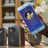 Hjemix | EMK 3,5 mm hannplugg til 2 x RCA hann gullbelagt kontakter høyttaler audio kabel, kabel lengde: 5 m (Mørk Blå)