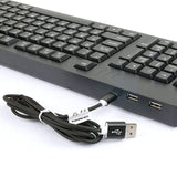 Hjemix | Kablet USB Venstrehendt Tastatur med Dual HUB Funksjon (Svart)