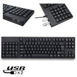 Hjemix | Kablet USB Venstrehendt Tastatur med Dual HUB Funksjon (Svart)