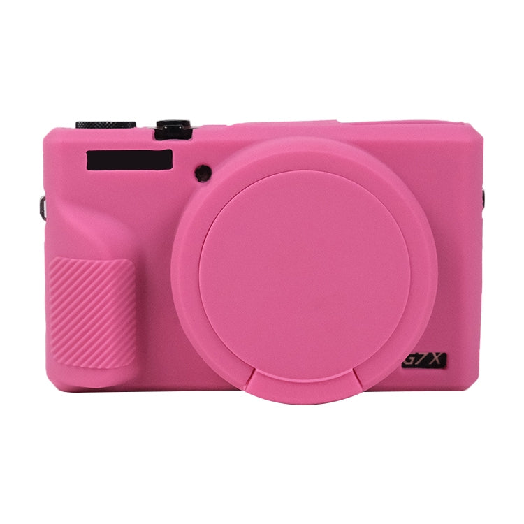 Hjemix | For Canon PowerShot G7 X Mark III / G7X3 Myk silikonbeskyttelsessak med linsehette (Rosa rød)