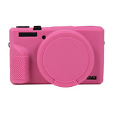 Hjemix | For Canon PowerShot G7 X Mark III / G7X3 Myk silikonbeskyttelsessak med linsehette (Rosa rød)