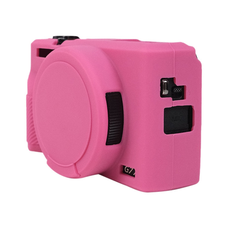 Hjemix | For Canon PowerShot G7 X Mark III / G7X3 Myk silikonbeskyttelsessak med linsehette (Rosa rød)