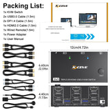 Hjemix | KC-KVM203DH 8K 30Hz USB3.0 DP+DP+HDMI Triple Monitors KVM Switch, EU Plugg