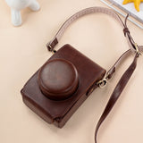 Hjemix | For FUJIFILM X100VI Heldekkende Lær Kamera Veske med Rem (Kaffe)