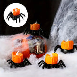 Hjemix | ️Halloween Edderkopp Te-lys Spooky Elektrisk Flakkende Kunstige Lys