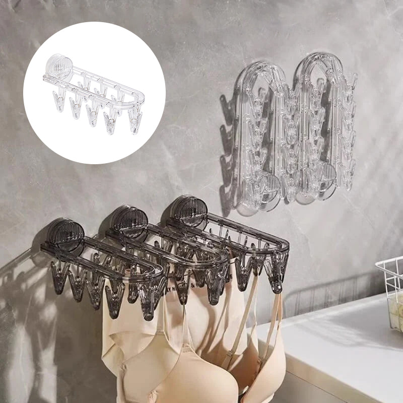 Hjemix | Sugkop sammenleggbart klesstativ med klips