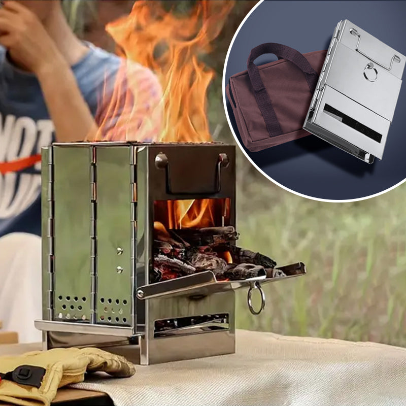 Hjemix | Utendørs sammenleggbart vedovn mini rustfritt stål grill camping piknik