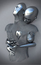 Hjemix | Metallfigur Statuer Stiler Abstrakt Lærred Maleri Par Veggkunst Kjærlighet Skulptur Plakat Trykk Hjemmedekorasjon Stue Gaver