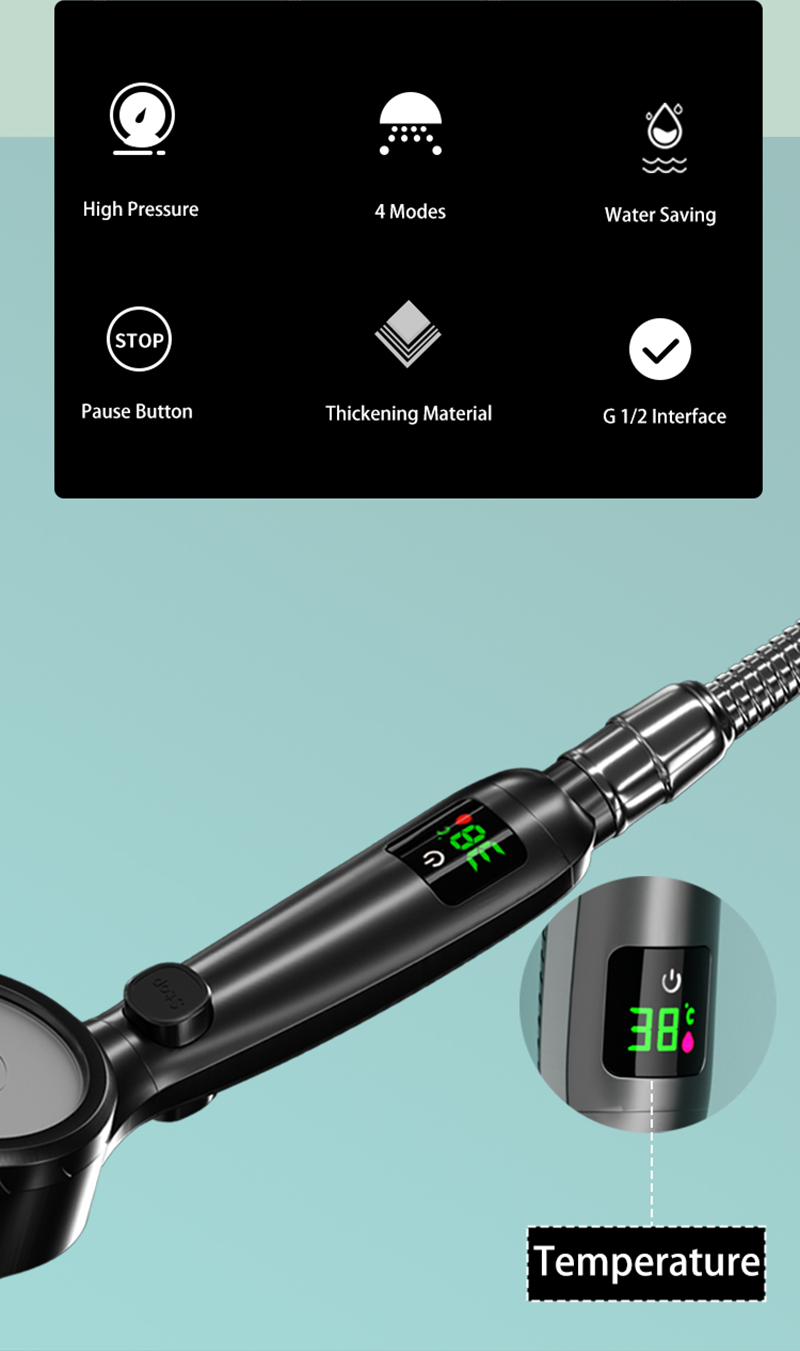 Hjemix | Dusjhode med temperaturdisplay på salg