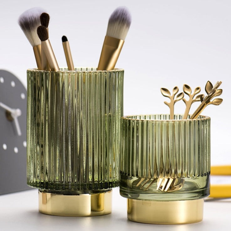 Hjemix | Elise Gullfolie Glass Makeup Halter & Organizer