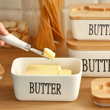 Hjemix | Rektangulær keramisk smørfat forseglet oppbevaringsbeholder western ostekanne smørglass for oppbevaring for restaurant 15x8,5 cm