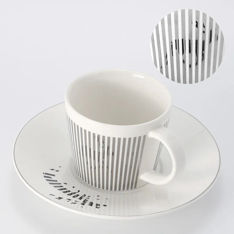 Hjemix | Kreativ dynamisk SLR kopp Leopard anamorfisk zebra kopp Luycho kaffe te kopp sett med underlag 90ml-225ml