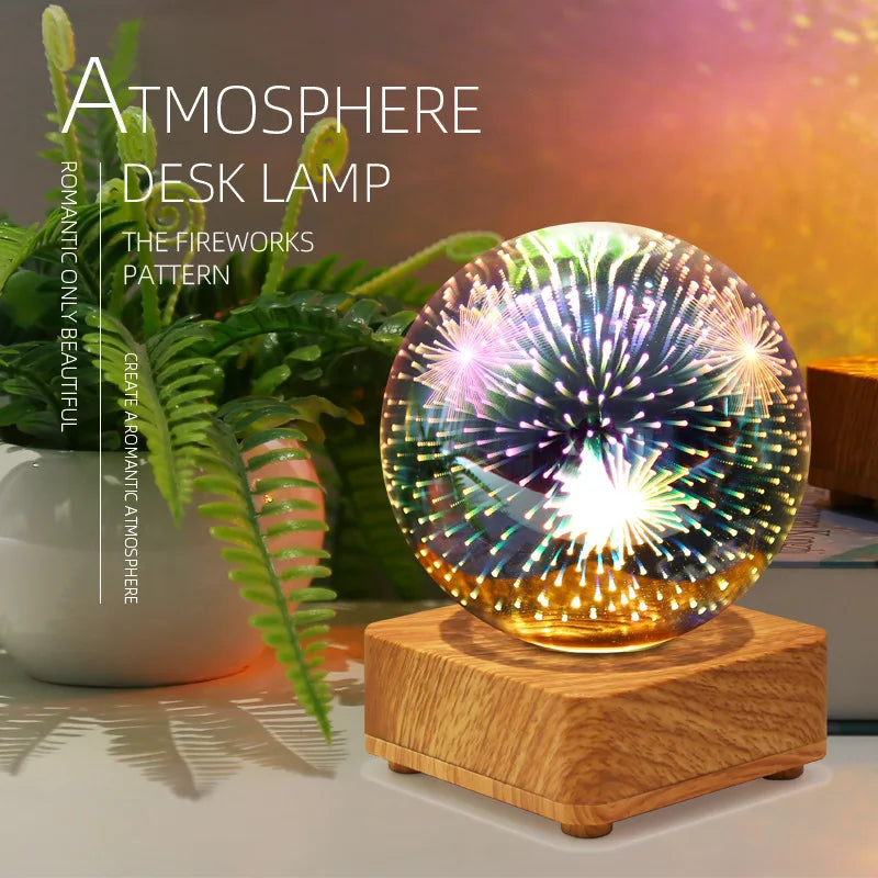Hjemix | Nattlys Stjernete Himmel Stjerne Hjerte Fargerik Atmosfære Multiple USB Bordlampe Ball Hjem Soverom Dekorasjon Julegave