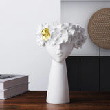 Hjemix | Nordic Girl Hode Blomst Harpiks Vase Statue Blomster Vaser for Kontor Skrivebord Tørkede Blomster Ornamenter Dekor Beholder