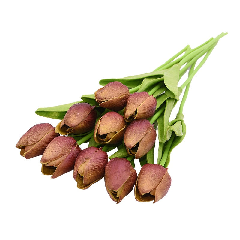 Hjemix | Kunstig Blomsterbukett med Tulipaner, Dekorasjon (10 Stykker)