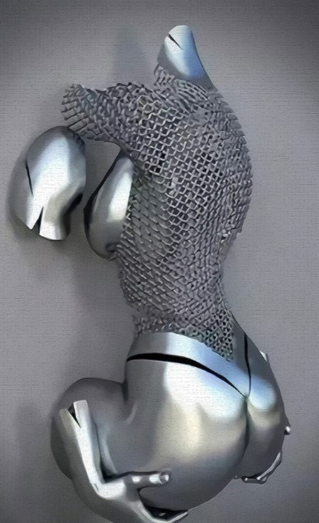 Hjemix | Metallfigur Statuer Stiler Abstrakt Lærred Maleri Par Veggkunst Kjærlighet Skulptur Plakat Trykk Hjemmedekorasjon Stue Gaver