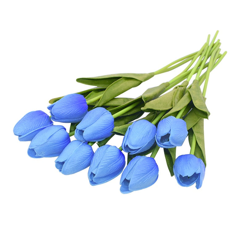 Hjemix | Kunstig Blomsterbukett med Tulipaner, Dekorasjon (10 Stykker)