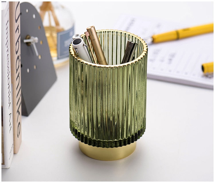 Hjemix | Elise Gullfolie Glass Makeup Halter & Organizer