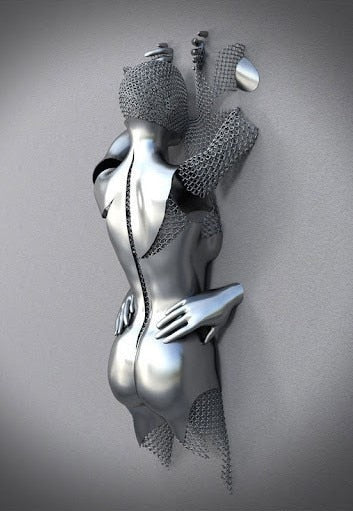 Hjemix | Metallfigur Statuer Stiler Abstrakt Lærred Maleri Par Veggkunst Kjærlighet Skulptur Plakat Trykk Hjemmedekorasjon Stue Gaver