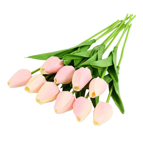 Hjemix | Kunstig Blomsterbukett med Tulipaner, Dekorasjon (10 Stykker)
