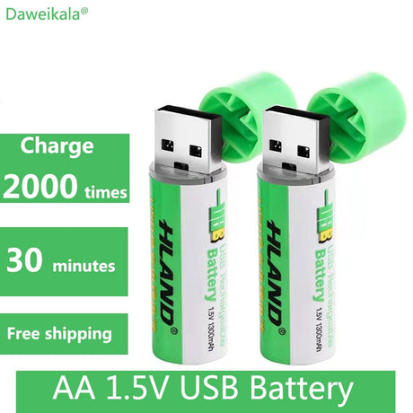 Hjemix | 2 deler USB oppladbart batteri