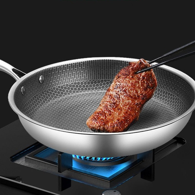 Hjemix | Premium rustfritt stål stekepanne med non-stick pixel teknologi – Perfekt for sunn steking