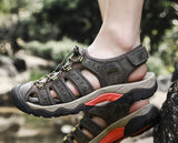 Hjemix | Sommer Herre Utendørs Sandaler Strand Sko Ekte Lær Turer Fotturer