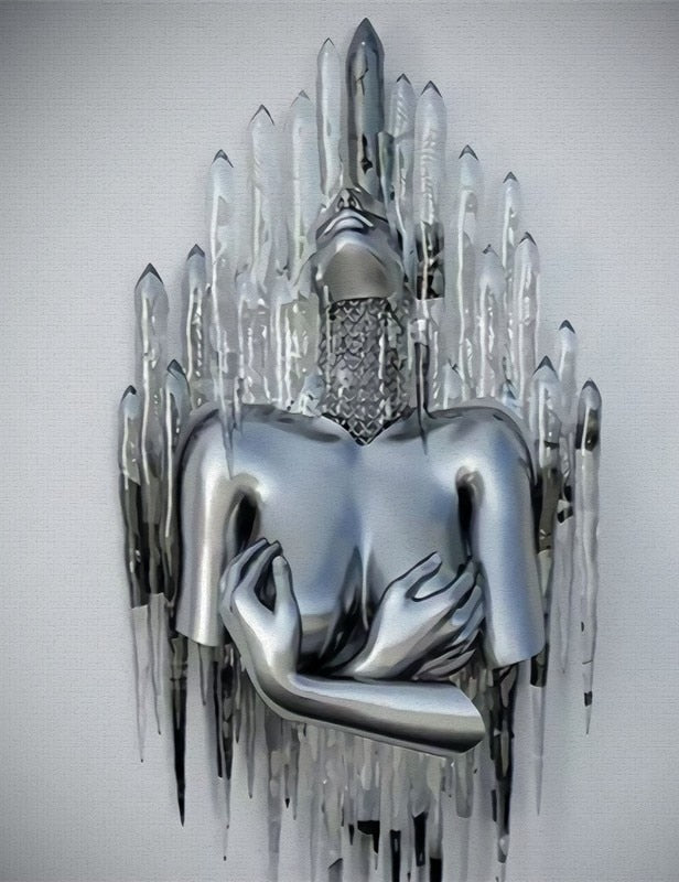 Hjemix | Metallfigur Statuer Stiler Abstrakt Lærred Maleri Par Veggkunst Kjærlighet Skulptur Plakat Trykk Hjemmedekorasjon Stue Gaver