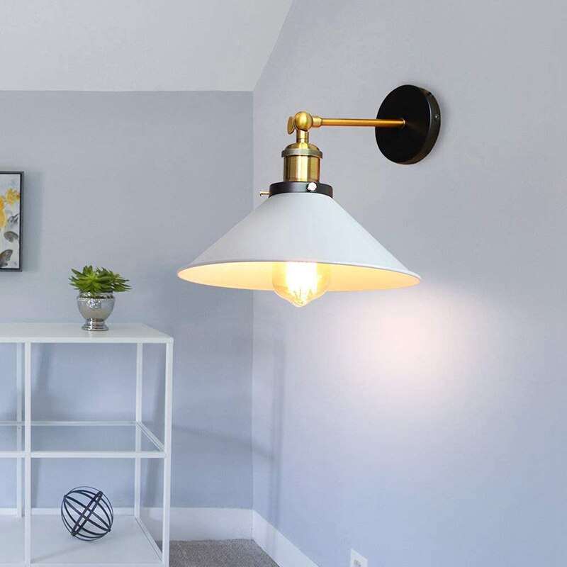 Hjemix | Hvit industriell vintage vegglampe