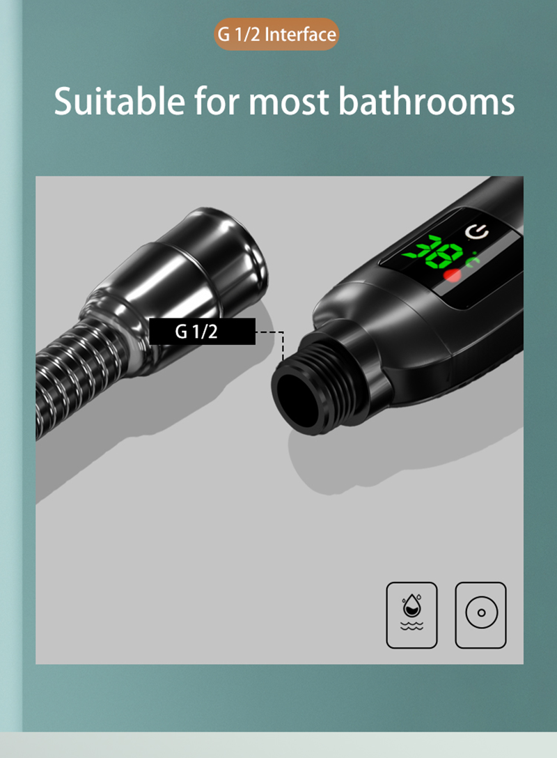 Hjemix | Dusjhode med temperaturdisplay på salg