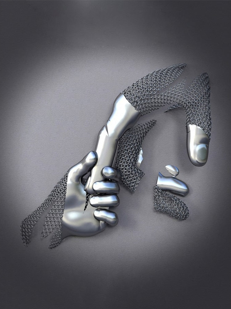 Hjemix | Metallfigur Statuer Stiler Abstrakt Lærred Maleri Par Veggkunst Kjærlighet Skulptur Plakat Trykk Hjemmedekorasjon Stue Gaver