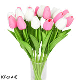 Hjemix | Kunstig Blomsterbukett med Tulipaner, Dekorasjon (10 Stykker)