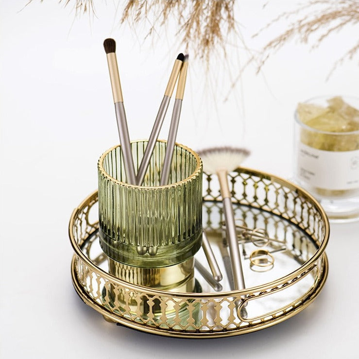 Hjemix | Elise Gullfolie Glass Makeup Halter & Organizer