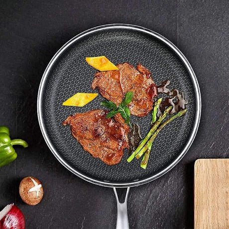Hjemix | Premium rustfritt stål stekepanne med non-stick pixel teknologi – Perfekt for sunn steking