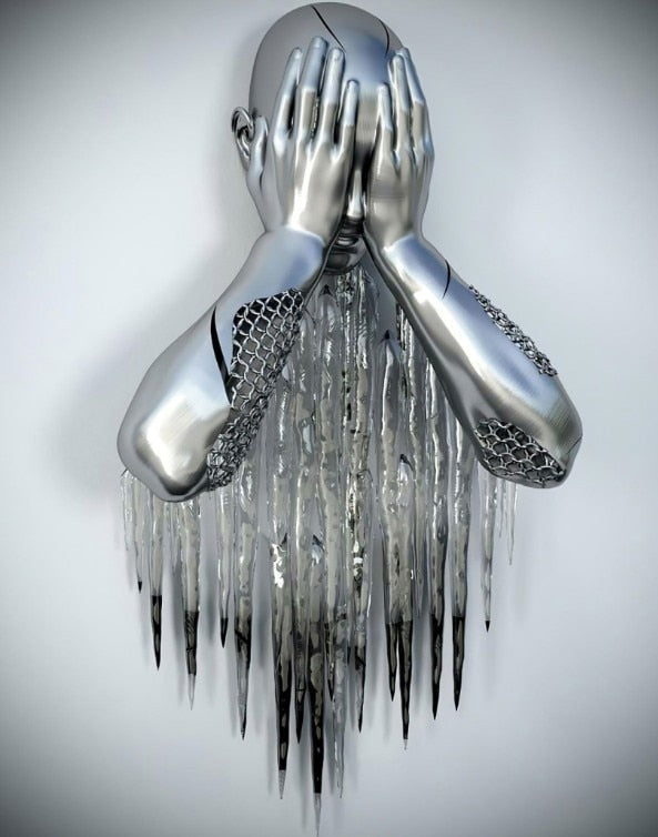 Hjemix | Metallfigur Statuer Stiler Abstrakt Lærred Maleri Par Veggkunst Kjærlighet Skulptur Plakat Trykk Hjemmedekorasjon Stue Gaver