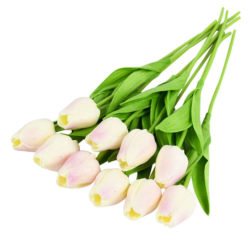 Hjemix | Kunstig Blomsterbukett med Tulipaner, Dekorasjon (10 Stykker)