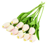Hjemix | Kunstig Blomsterbukett med Tulipaner, Dekorasjon (10 Stykker)