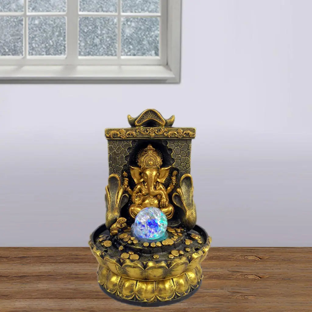 Hjemix | Fantastisk Ganesha Statue med LED Indre Vannkilde