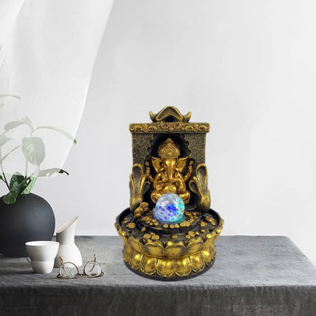 Hjemix | Fantastisk Ganesha Statue med LED Indre Vannkilde