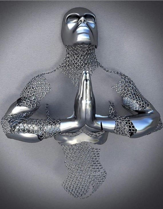 Hjemix | Metallfigur Statuer Stiler Abstrakt Lærred Maleri Par Veggkunst Kjærlighet Skulptur Plakat Trykk Hjemmedekorasjon Stue Gaver