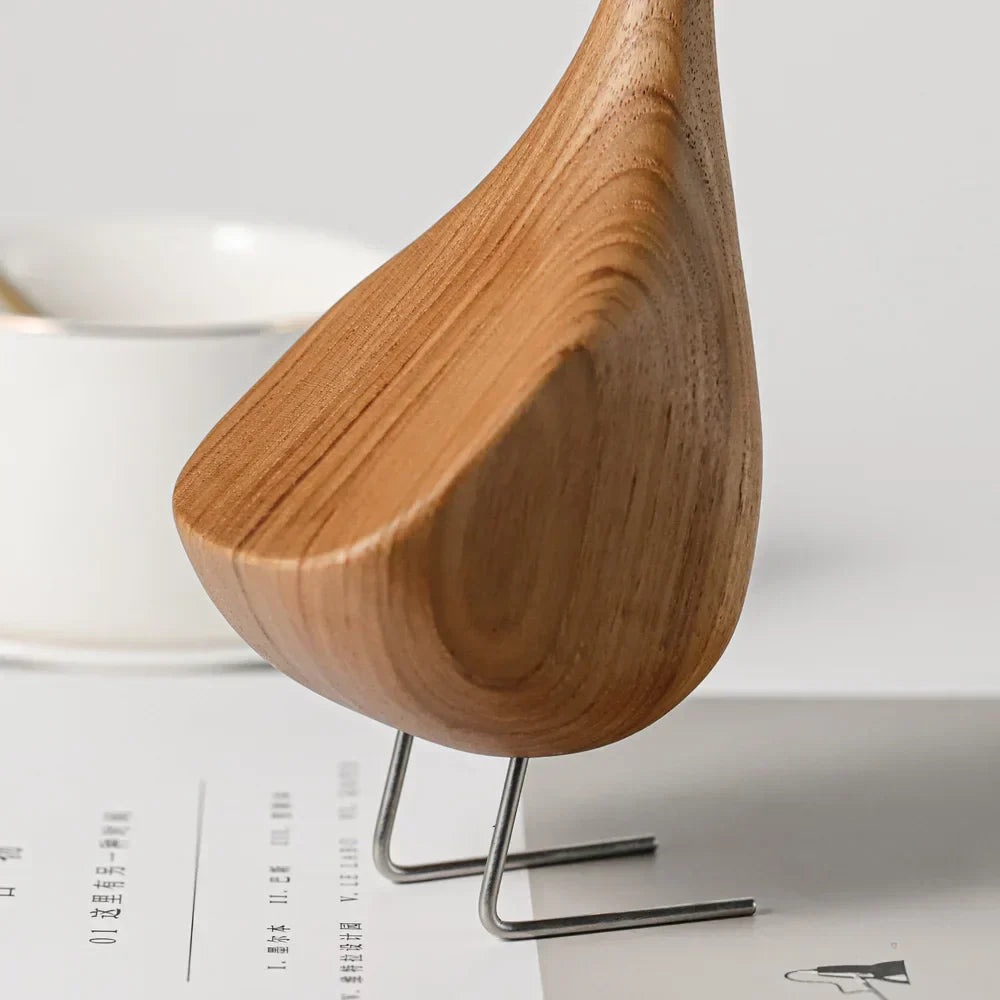 Hjemix | Nordiske Tre Gås Figurer Abstrakt Teak Tre Skulptur Kjærleikpar Figurer Naturlige Dyre Ornamenter for Hjemdekorasjon