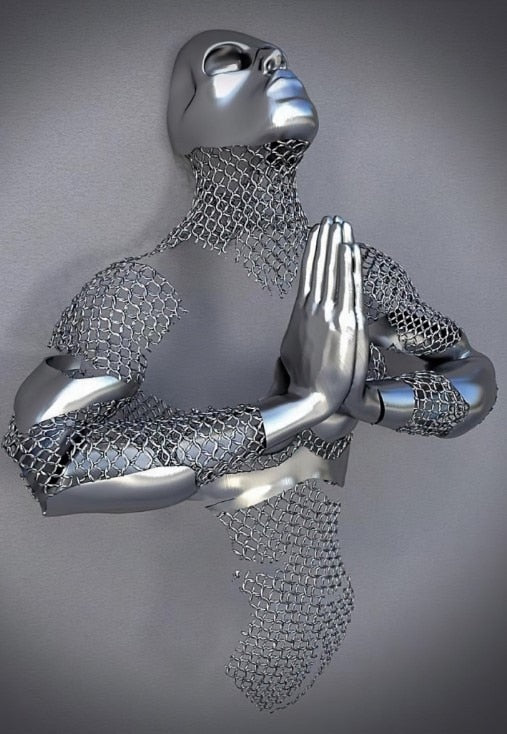 Hjemix | Metallfigur Statuer Stiler Abstrakt Lærred Maleri Par Veggkunst Kjærlighet Skulptur Plakat Trykk Hjemmedekorasjon Stue Gaver