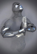 Hjemix | Metallfigur Statuer Stiler Abstrakt Lærred Maleri Par Veggkunst Kjærlighet Skulptur Plakat Trykk Hjemmedekorasjon Stue Gaver