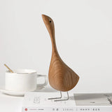 Hjemix | Nordiske Tre Gås Figurer Abstrakt Teak Tre Skulptur Kjærleikpar Figurer Naturlige Dyre Ornamenter for Hjemdekorasjon