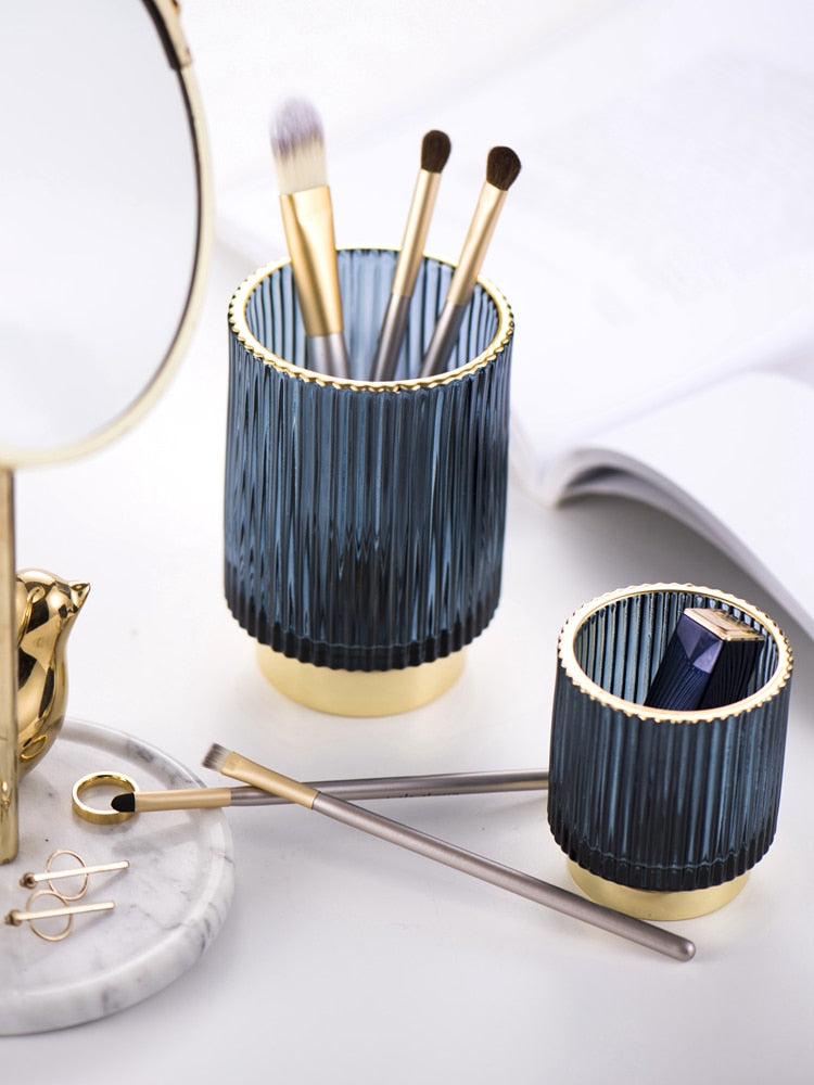 Hjemix | Elise Gullfolie Glass Makeup Halter & Organizer