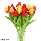 Hjemix | Kunstig Blomsterbukett med Tulipaner, Dekorasjon (10 Stykker)
