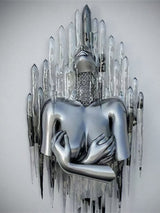 Hjemix | Metallfigur Statuer Stiler Abstrakt Lærred Maleri Par Veggkunst Kjærlighet Skulptur Plakat Trykk Hjemmedekorasjon Stue Gaver