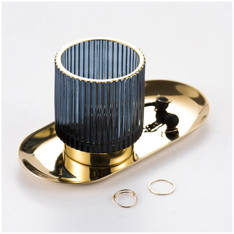 Hjemix | Elise Gullfolie Glass Makeup Halter & Organizer